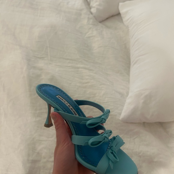 Manolo Blahnik Turquoise Strappy Sandals - Picture 9 of 9